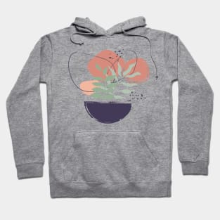 Abstract shapes lines and tropical leaves digital design Hoodie